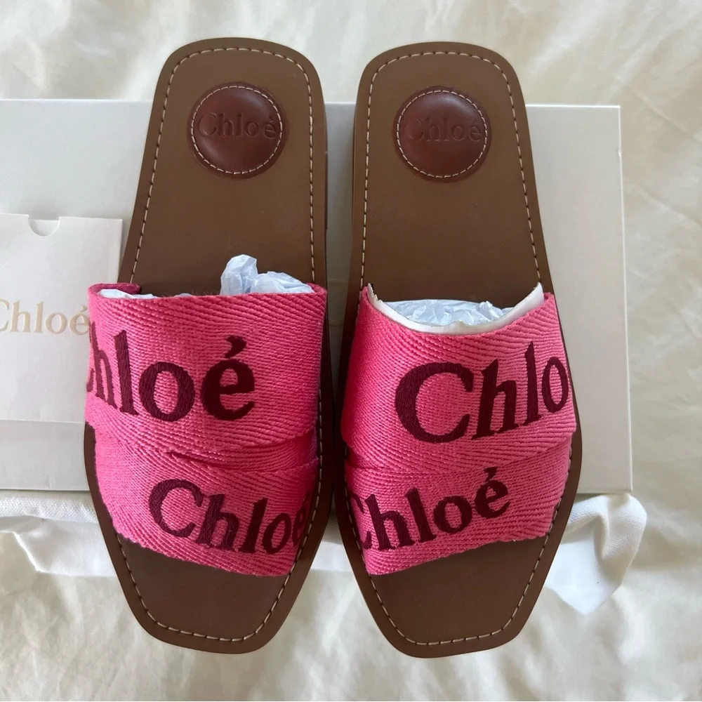 Chloe Pink Woody Sandals - Picture 1 of 7